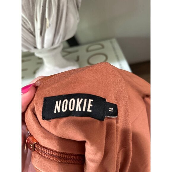 Nookie Rebel Faux Leather Halter Mini Dress Tan Womens Size Medium - Picture 12 of 12